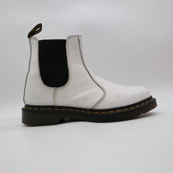Doc Dr Martens White Leather 2976 Chelsea Boot Women's Size 8 Pull On Shoes - Picture 1 of 12
